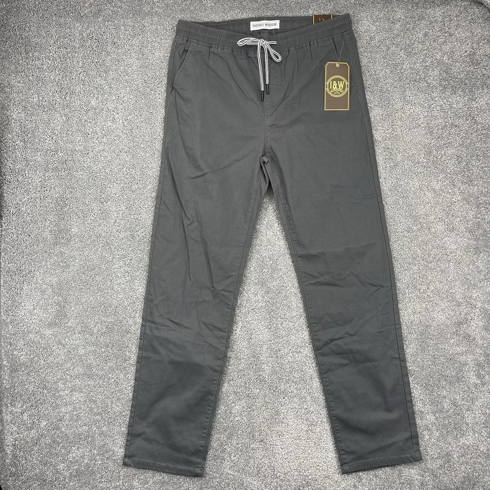 Indigo Wisdom Pants Mens Large Gray Chino Straight 32 Inseam New